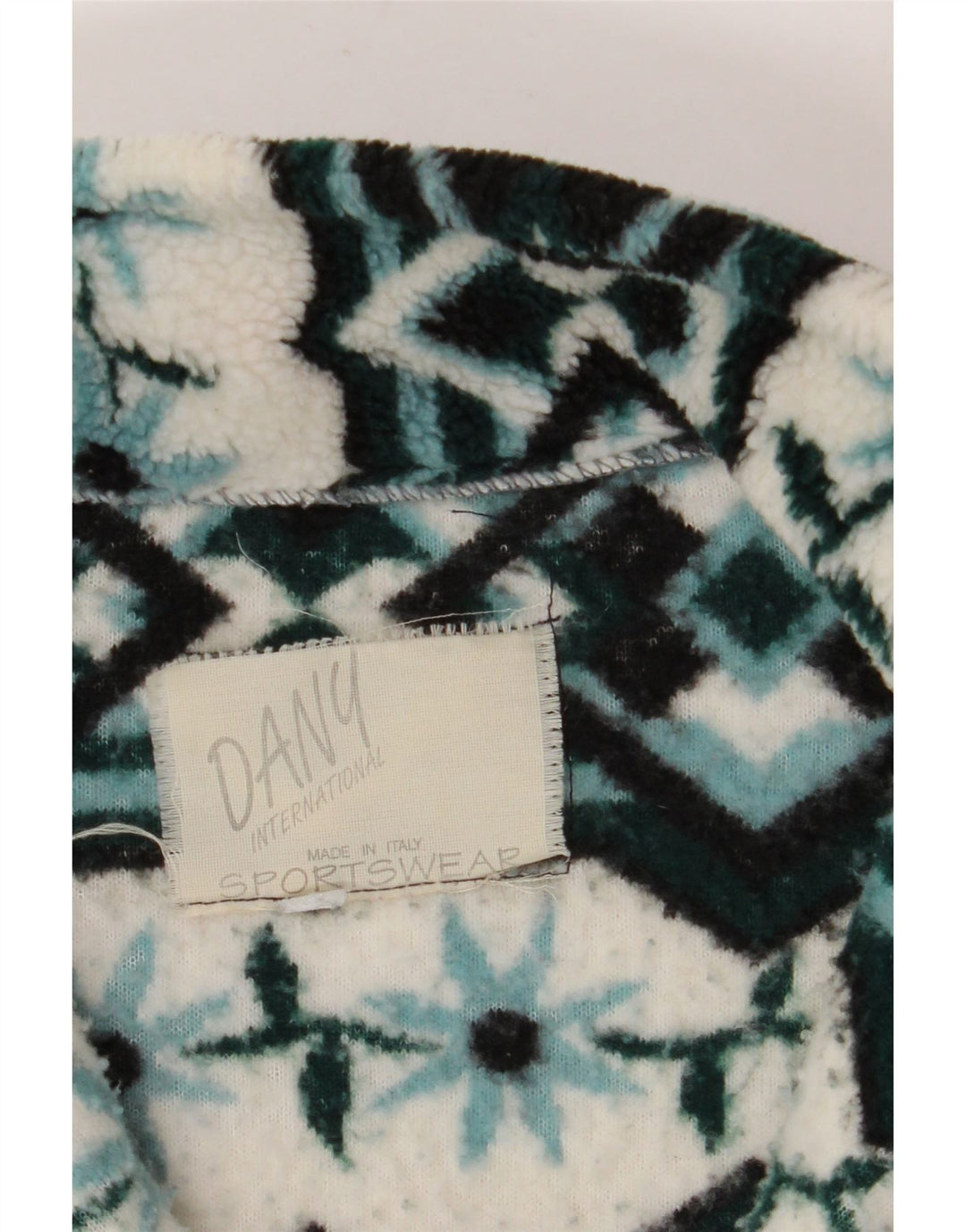 VINTAGE Mens Fleece Jacket UK 40 Large Blue Geometric