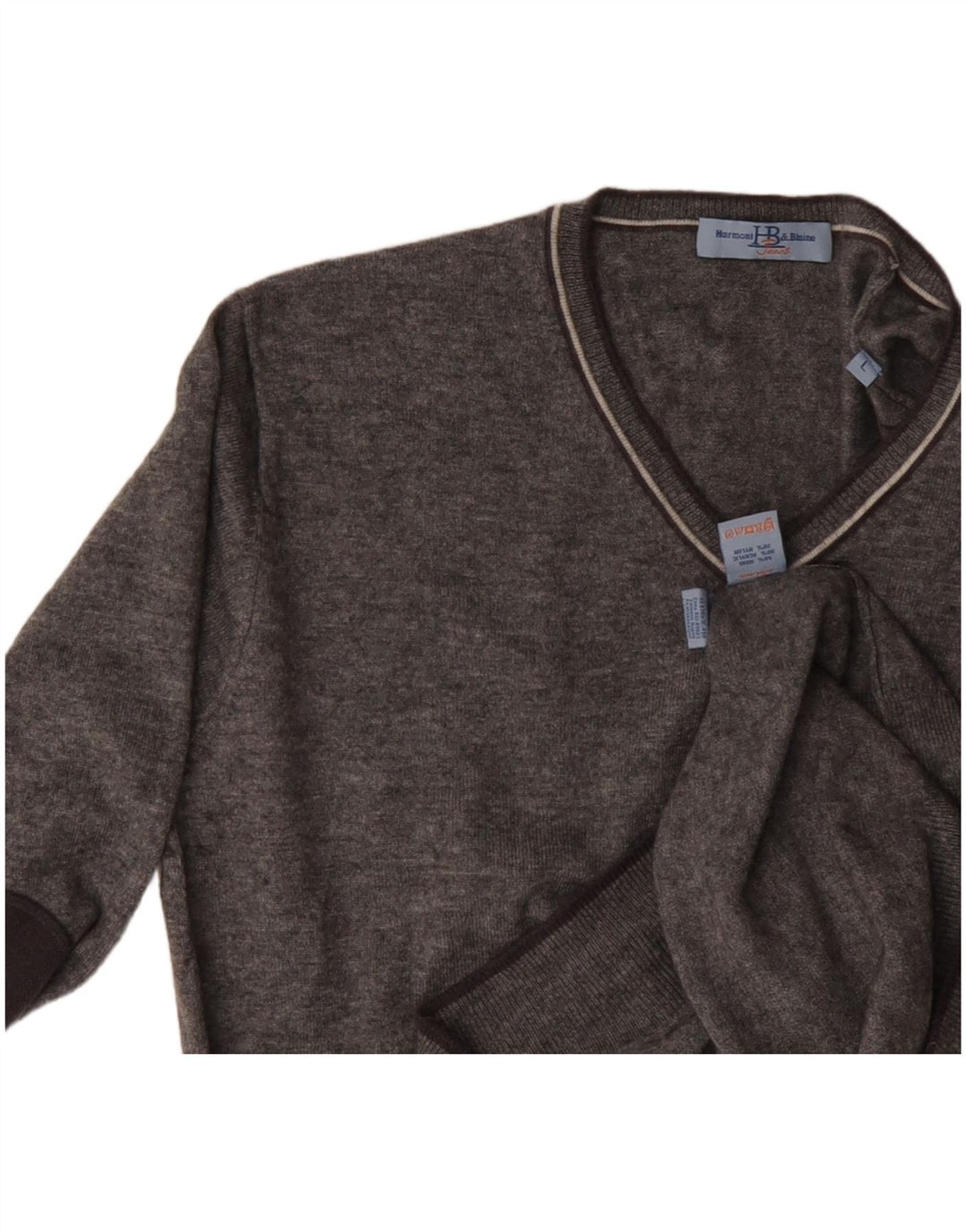 Harmont & Blaine Mens V-Neck Jumper Sweater Large Grey Flecked Wool