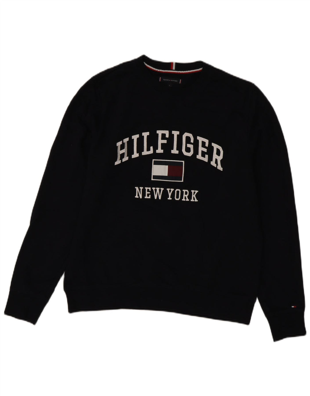 Tommy Hilfiger Mens Graphic Sweatshirt Jumper Large Navy Blue Cotton