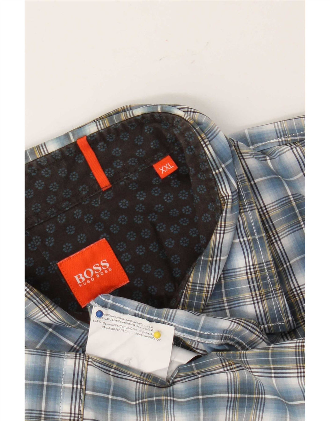 Hugo Boss Mens Shirt 2XL Blue Check Cotton