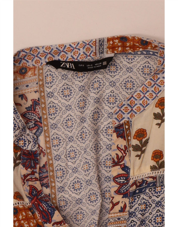 Zara Womens Long Sleeve Tiered Dress UK 10 Small Multicoloured Patchwork