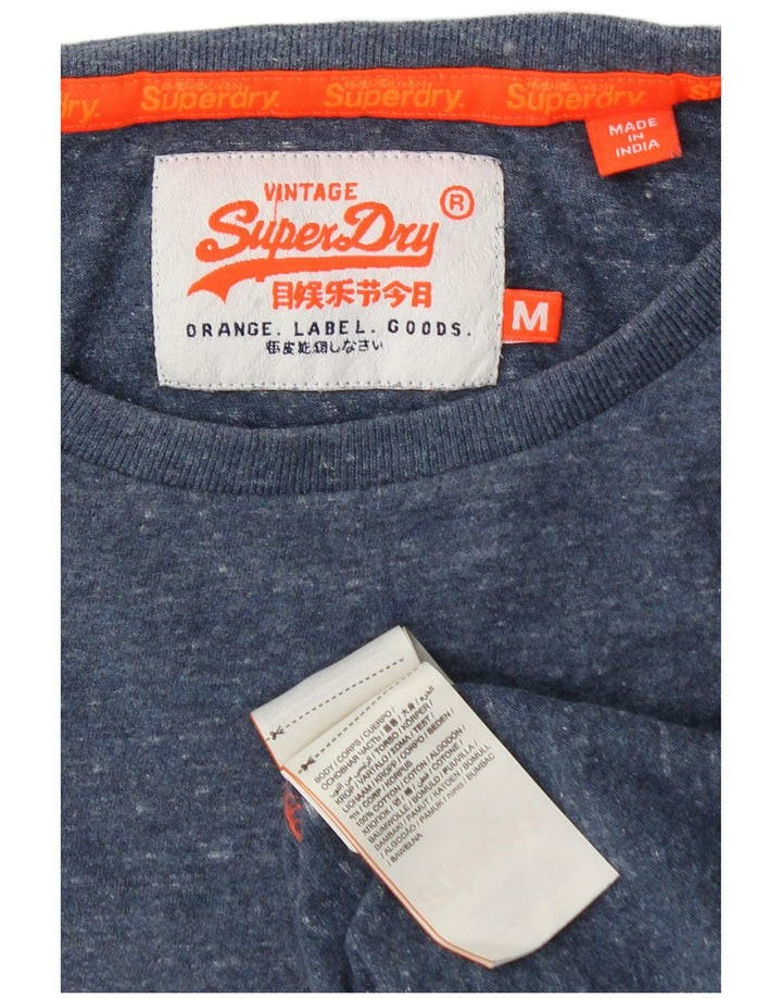 SUPERDRY Mens T-Shirt Top Medium Navy Blue Flecked Cotton