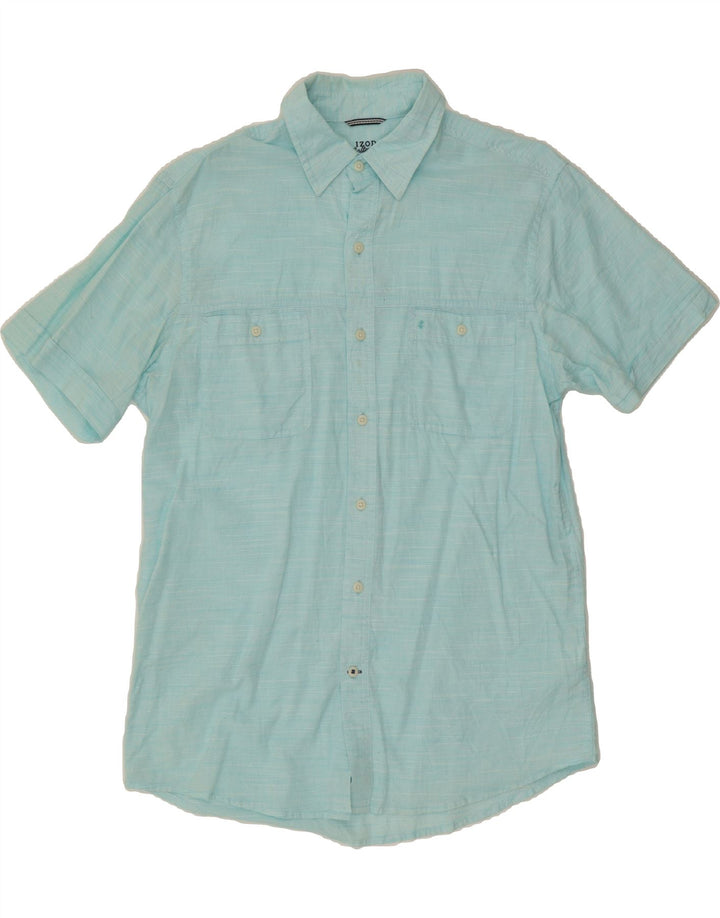 IZOD Mens Short Sleeve Shirt Medium Blue Pinstripe Cotton Vintage Izod and Second-Hand Izod from Messina Hembry 