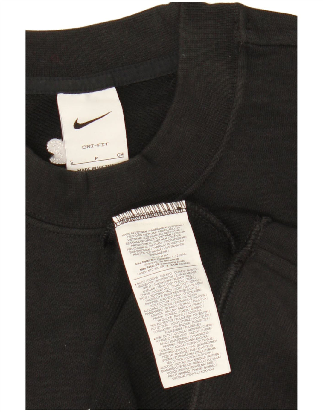 Nike Mens Dri Fit Graphic Sweatshirt Jumper Small Black Cotton