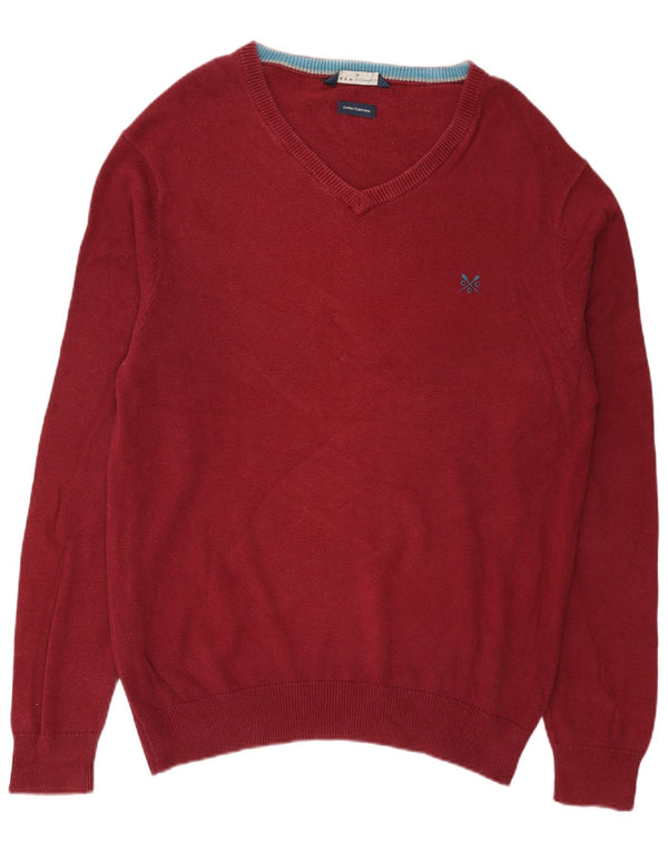 Crew Clothing Herren-Pullover mit V-Ausschnitt, XL, Burgunderrot, Baumwolle