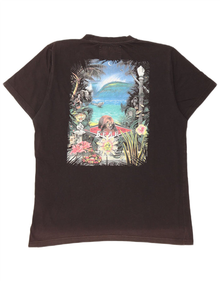 BEAR Mens Graphic T-Shirt Top Large Black Cotton