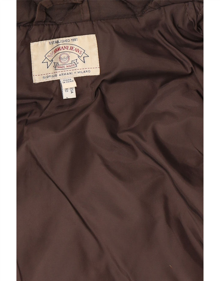 Armani Jeans Womens Padded Quilted Jacket UK 14 Large Brown Polyamide