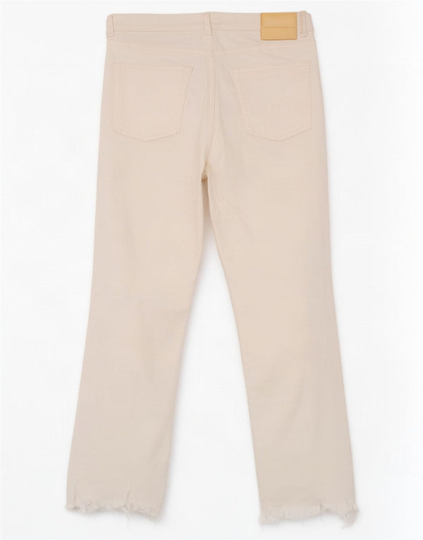 Zara Womens Distressed Cropped Jeans EU 42 Large W32 L24 White Bomuld
