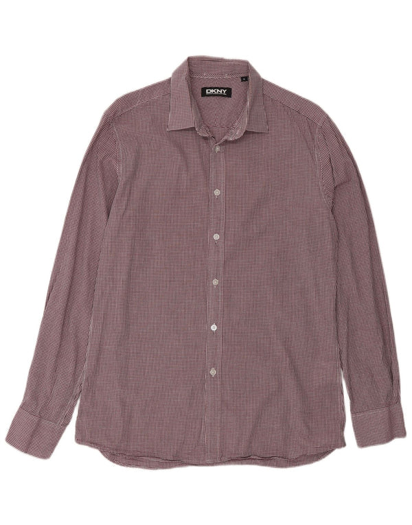 Dkny Herreskjorte Medium Burgundy Gingham Cotton
