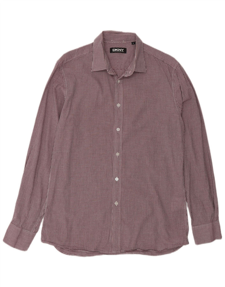 Dkny Herreskjorte Medium Burgundy Gingham Cotton