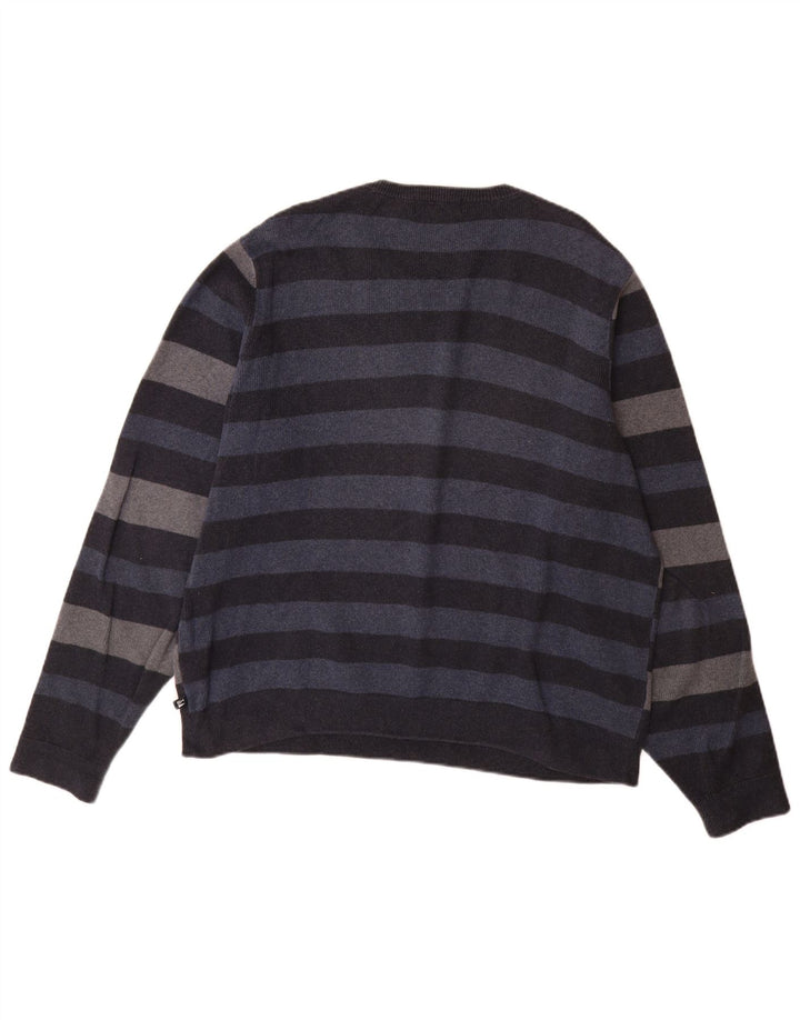 Marks & Spencer Mens Crew Neck Jumper Sweater Medium Navy Blue Striped