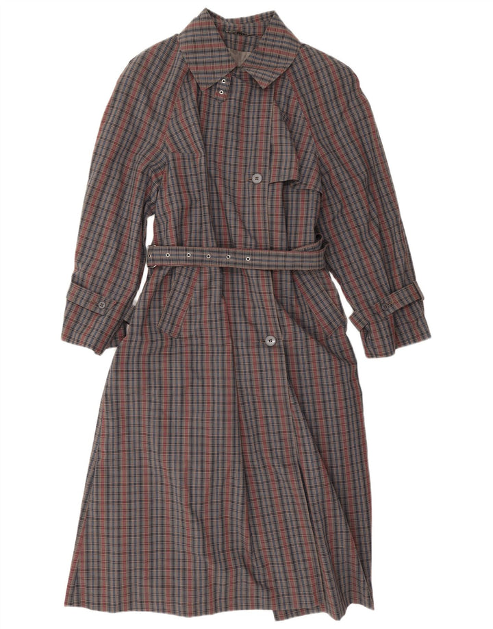 Vintage Womens Trench Coat EU 42 Large Grey Check