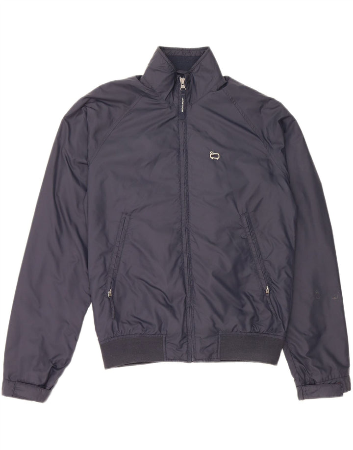 WOOLRICH Mens Graphic Bomber Jacket UK 38 Medium Navy Blue Nylon