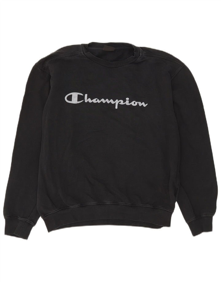 Champion Womens Graphic Sweatshirt Jumper XL Black Cotton