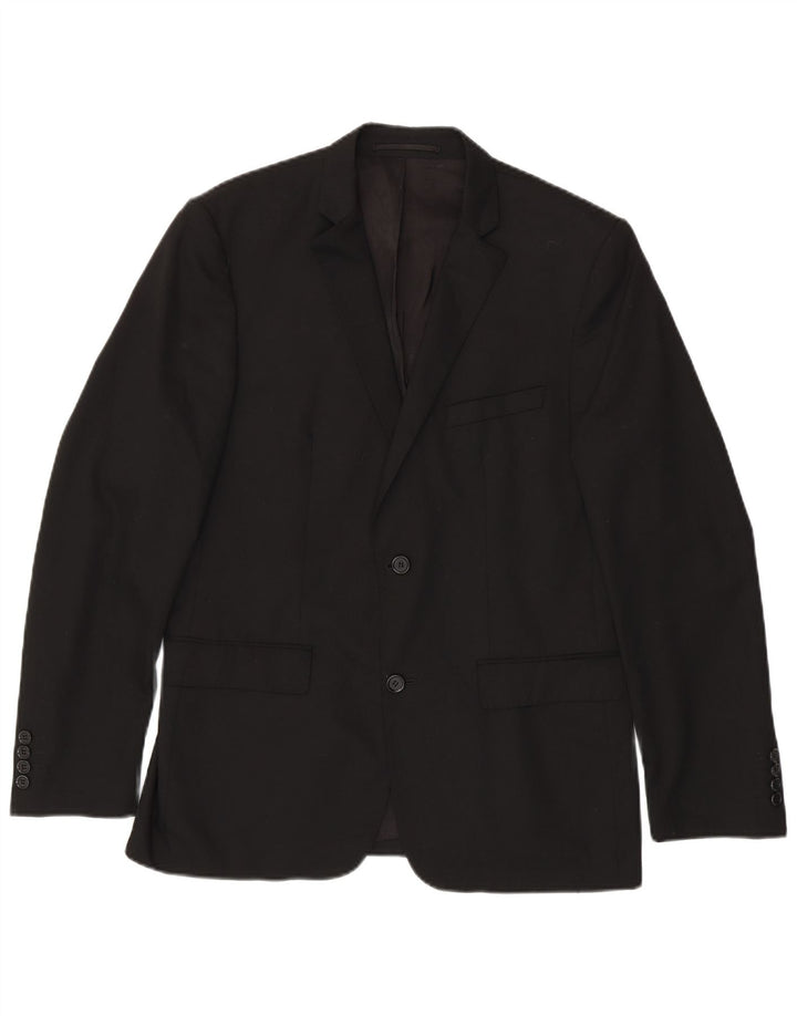 ZARA Mens 2 Button Blazer Jacket EU 50 Medium Black Polyester