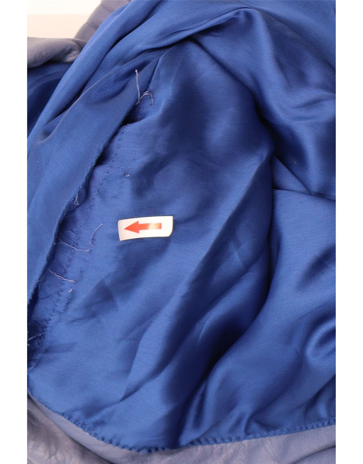 Vintage Womens Oversized Leather Jacket EU 40 Medium Blue