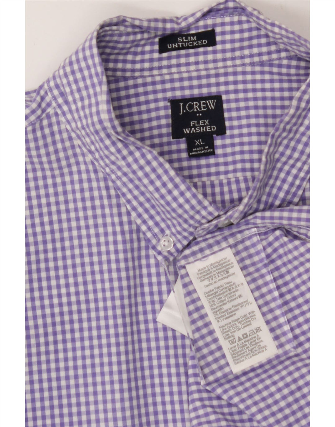 J. CREW Mens Flex Slim Shirt XL Purple Gingham Cotton Vintage J. Crew and Second-Hand J. Crew from Messina Hembry 