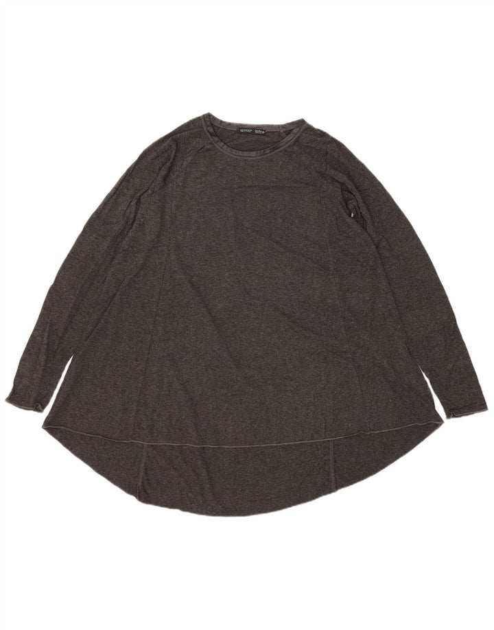 Zara Womens Long Sleeve Tunic Top UK 10 Small Grey Viscose