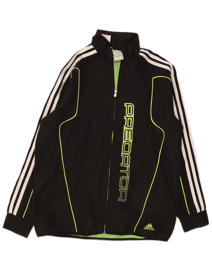 Giacca da tuta grafica da ragazzo Adidas 13-14 anni grande in poliestere nero