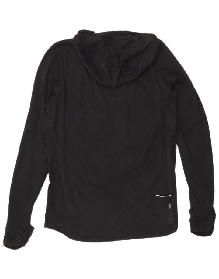 NIKE Womens Dri Fit Hooded Top Long Sleeve UK 14 Medium Black Polyester