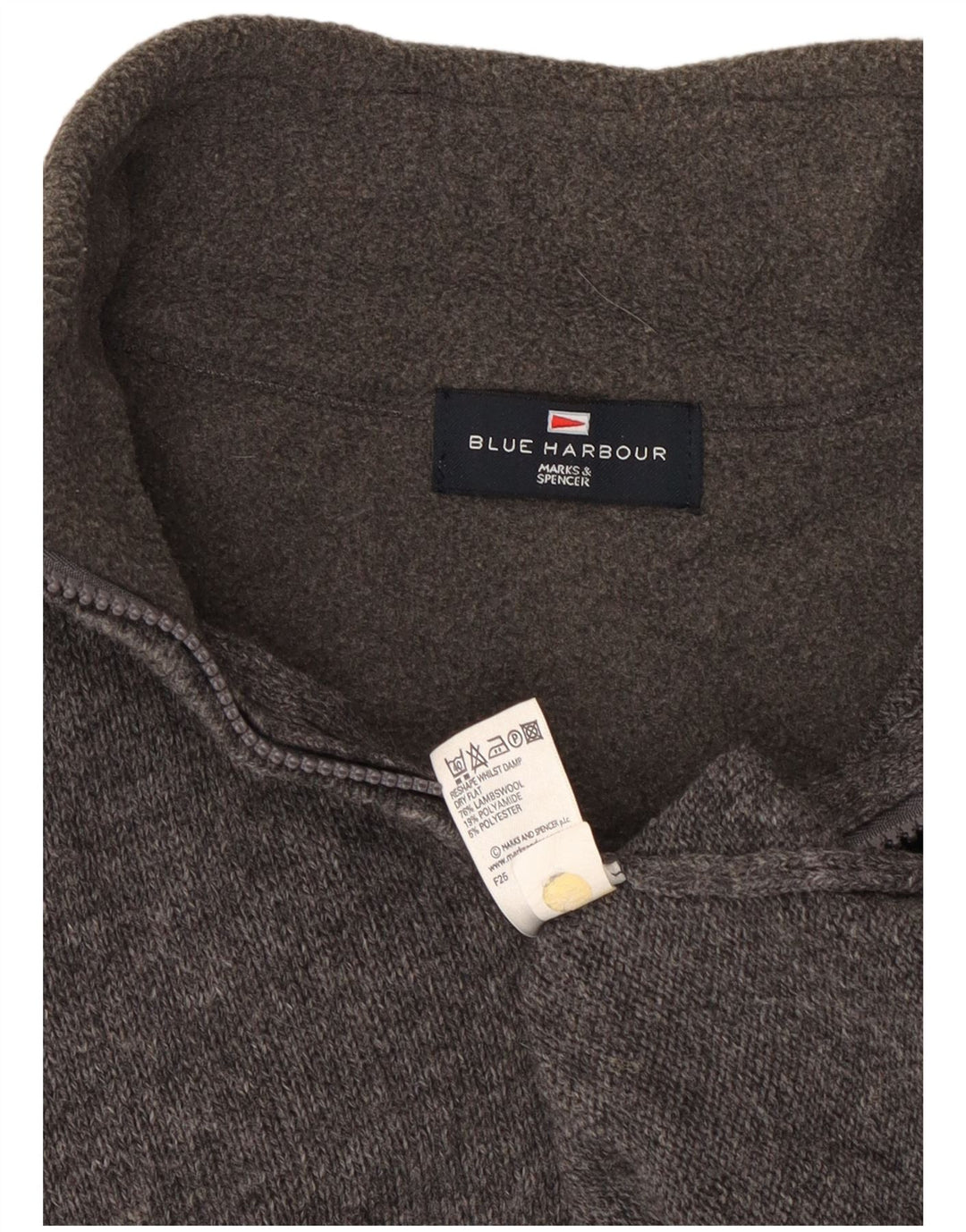 Marks & Spencer Mens Blue Harbour Zip Neck Jumper Sweater Small Grey