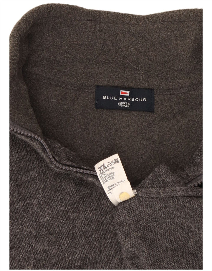 Marks & Spencer Mens Blue Harbour Zip Neck Jumper Sweater Small Grey