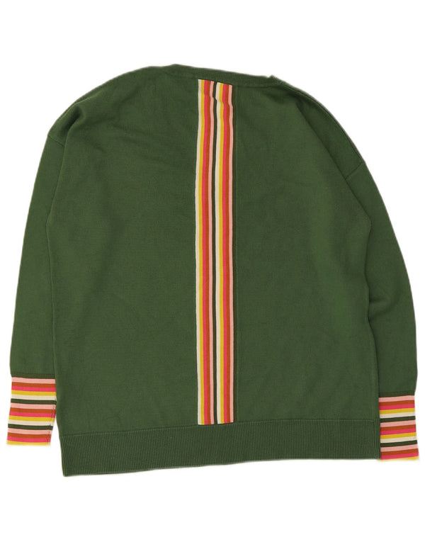 Maglione maglione con scollo a V da donna Boden UK 14 Cotone a righe verde medio