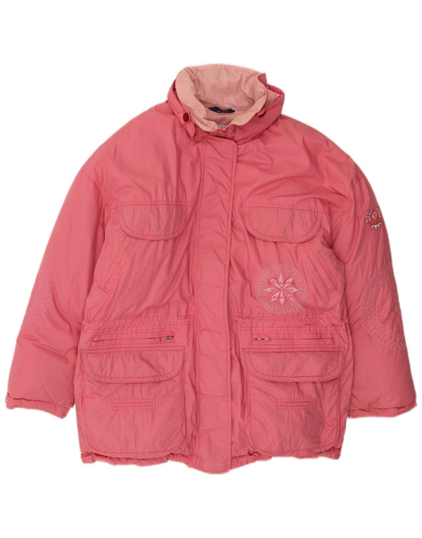 Diadora Womens Graphic Oversized Padded Jacket UK 10 Small Pink Polyester