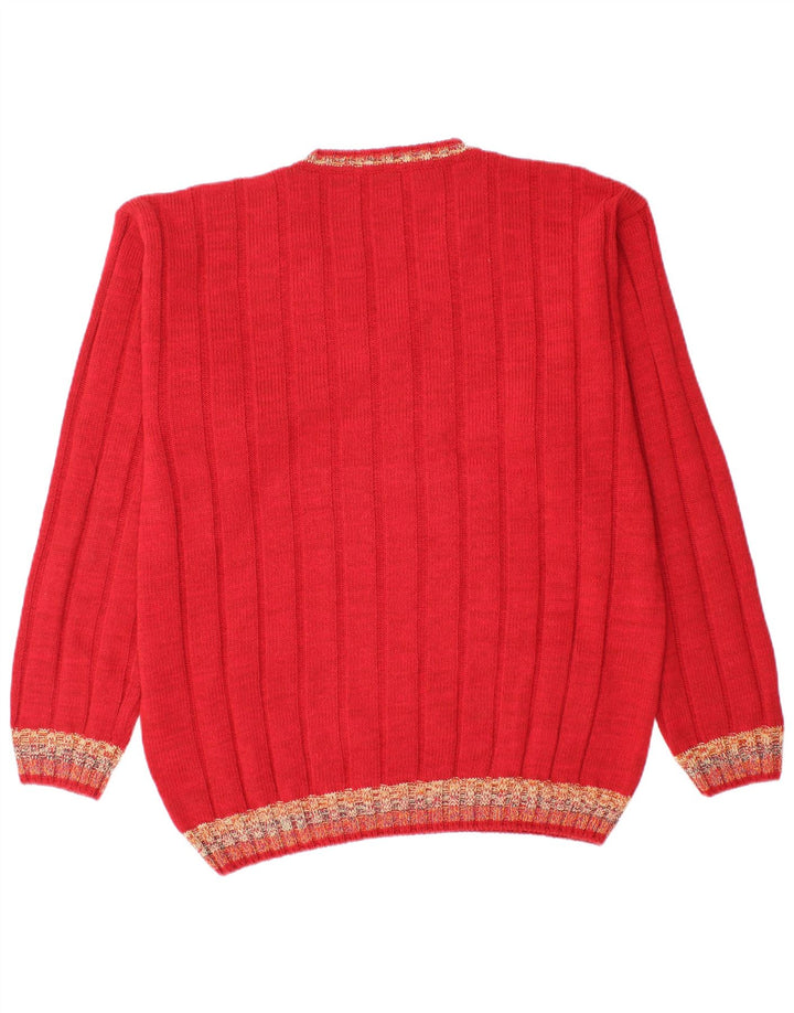Dardano Mens V-Neck Jumper Sweater 2XL Red Wool