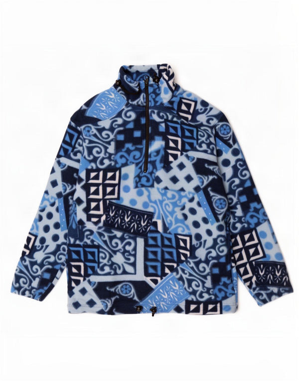 Maglione in pile da uomo con zip e collo Campagnolo UK 38 Blu medio geometrico