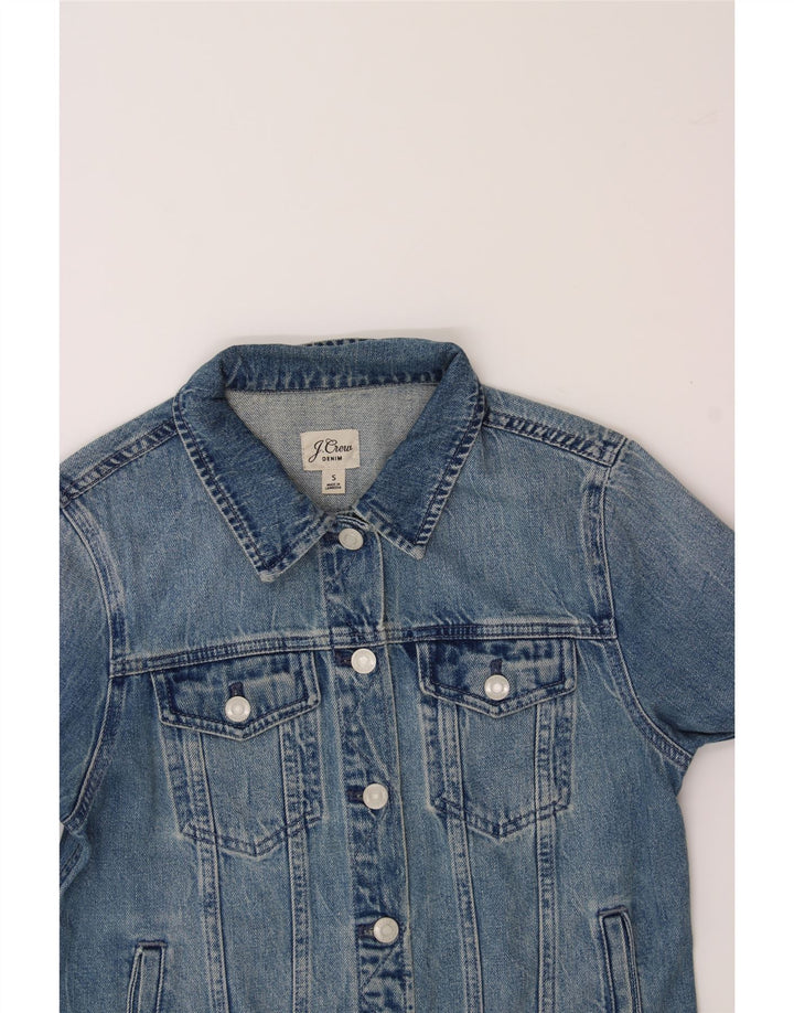 J. CREW Womens Graphic Denim Jacket UK 10 Small Blue Cotton Vintage J. Crew and Second-Hand J. Crew from Messina Hembry 