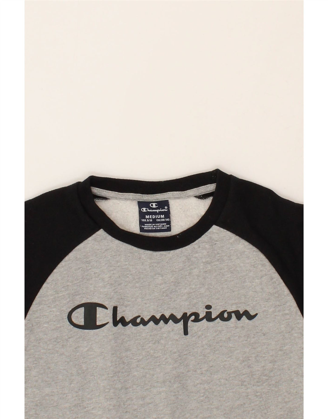 CHAMPION Boys Graphic Sweatshirt Jumper 9-10 Years Medium  Grey Vintage Champion and Second-Hand Champion from Messina Hembry 