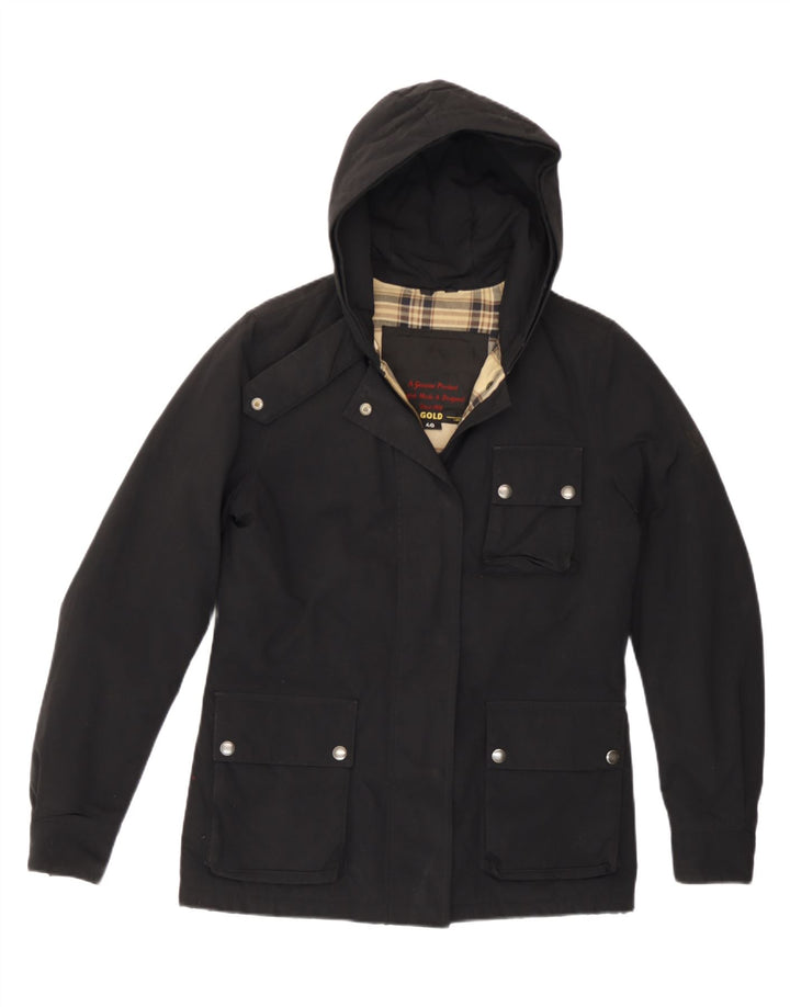 Belstaff Womens Hooded Utility Jacket EU 40 Medium Black Polyamide