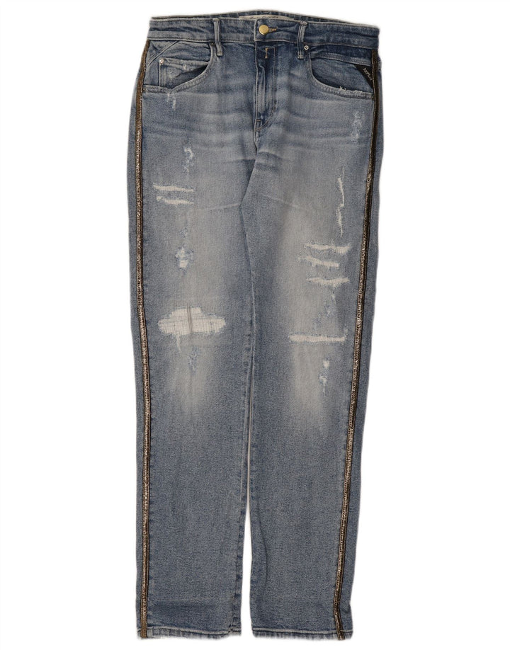 Replay Womens Distressed Tapered Jeans W30 L31 Blue