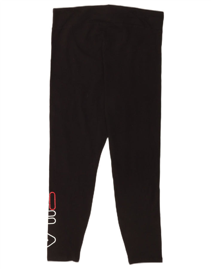 Fila Womens Graphic Crop Leggings Large Black Bomuld