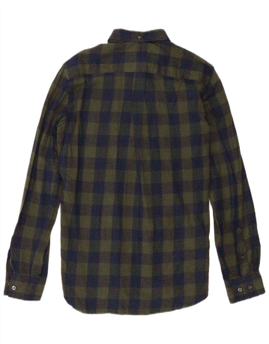 French Connection Mens Flannel Shirt Small Green Check Cotton