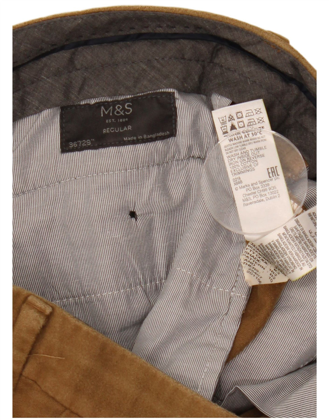Marks & Spencer Mens Regular Capri Trousers W36 L23 Beige Cotton