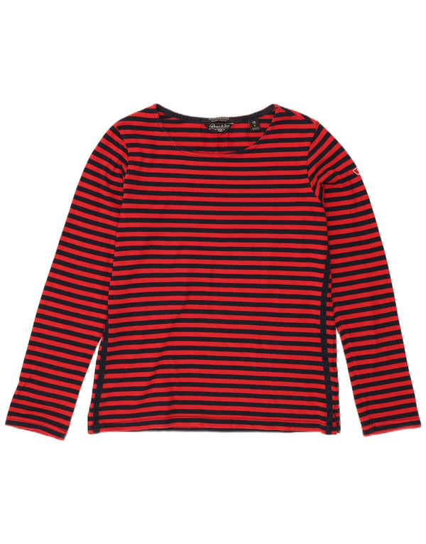 Scotch & Soda Top feminino oversized manga comprida Reino Unido 2 XS algodão listrado vermelho