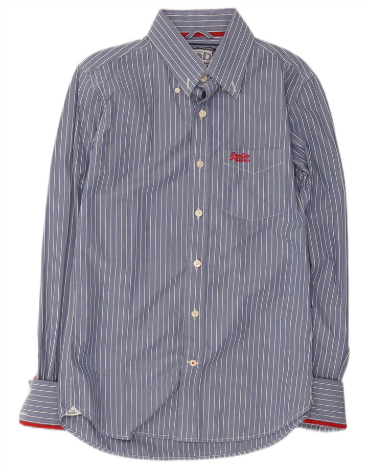 Camisa Superdry Hombre De Algodón A Rayas Azul Medio