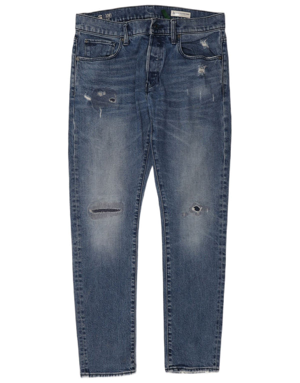 G-Star Mens 3301 Distressed Slim farmer W33 L32 kék pamut