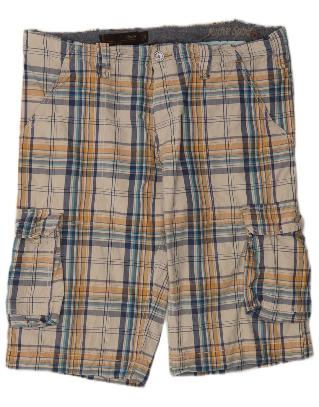 Pantaloncini cargo da uomo Marlboro Classics W34 grandi in cotone a quadri multicolore