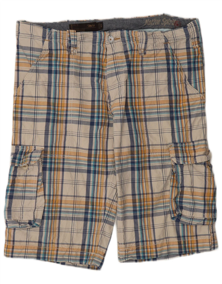 Pantaloncini cargo da uomo Marlboro Classics W34 grandi in cotone a quadri multicolore