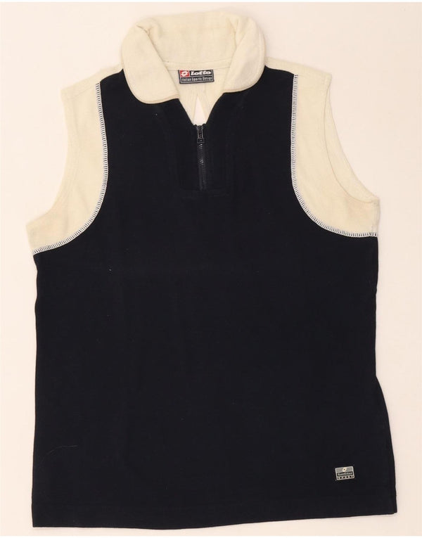 Lotto Womens Sleeveless Polo Shirt UK 10 Small Navy Blue Colourblock Cotton