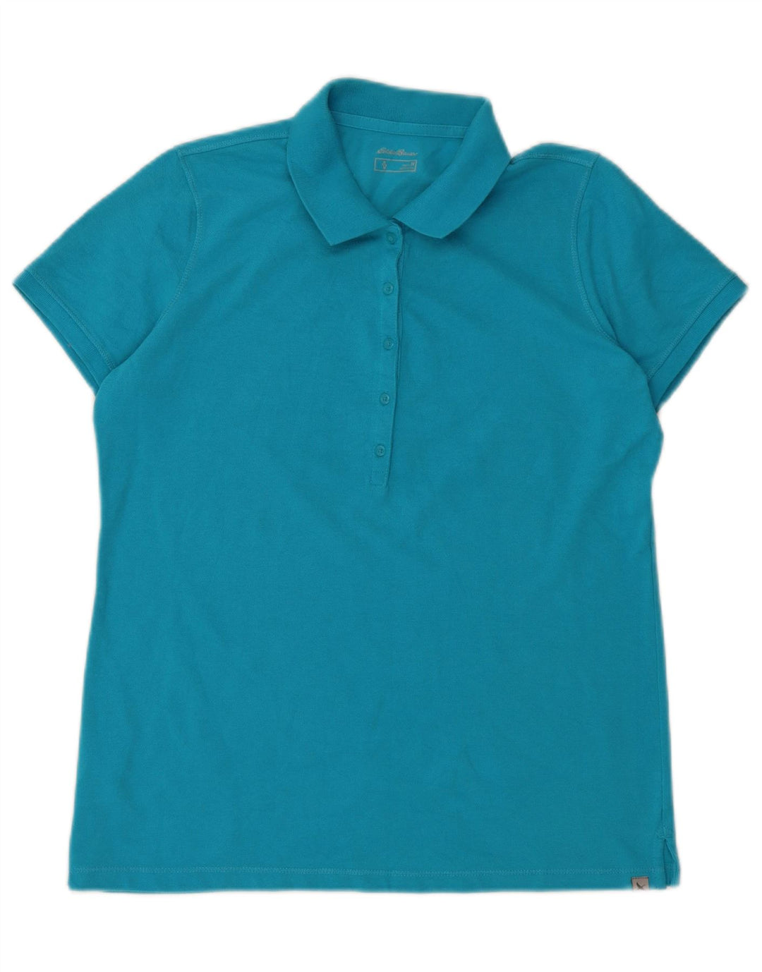 EDDIE BAUER Womens Polo Shirt UK 14 Medium Blue Cotton