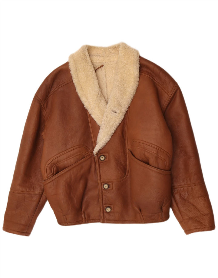 Vintage Mens Shearling Jacket IT 48 Medium Brown