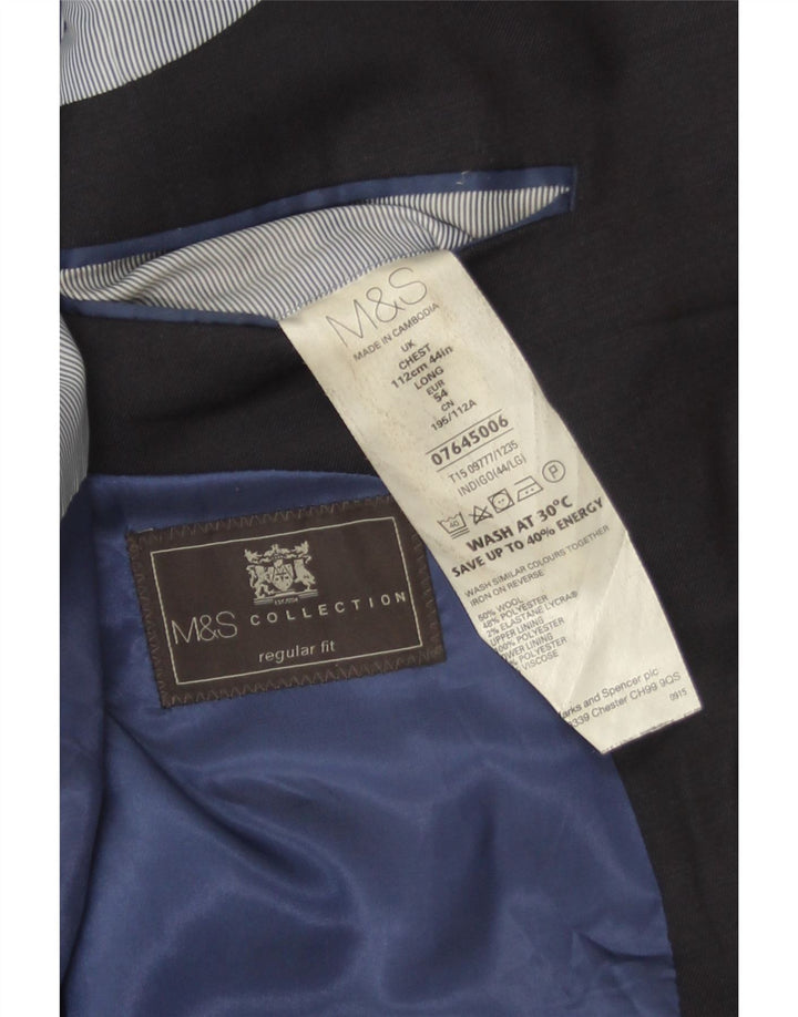 Marks & Spencer Mens 2 Button Regular Fit Blazer Jacket EU 54 XL Navy Blue