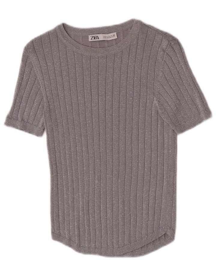 Zara Damebluse Top UK 8 Small Silver Flecked