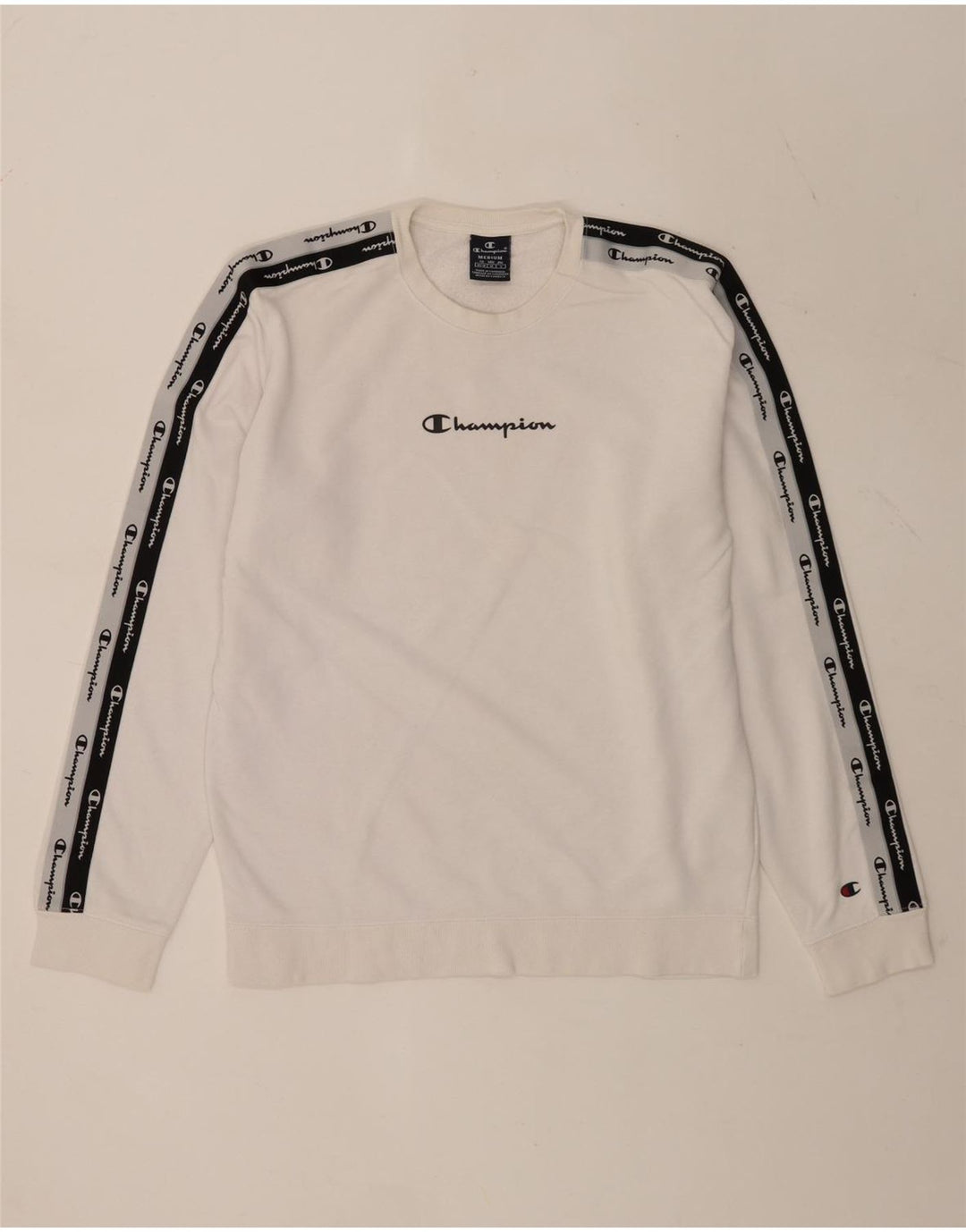 Champion Mens Graphic Sweatshirt Jumper Medium White Colourblock Cotton