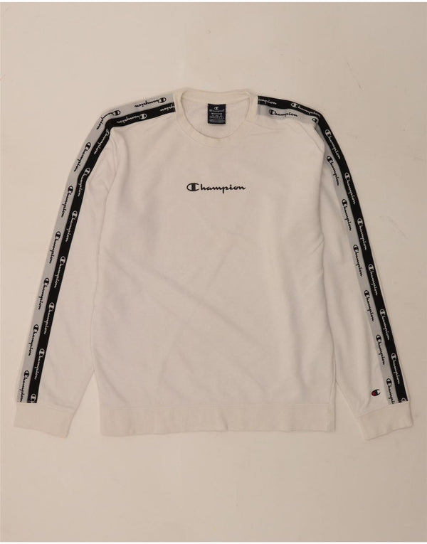 Champion Herre Grafisk Sweatshirt Jumper Medium Hvid Colourblock Bomuld