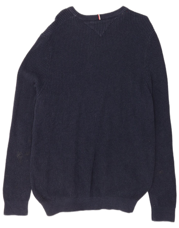 Tommy Hilfiger Herren-Pullover mit Rundhalsausschnitt, 2XL, Marineblau, Baumwolle